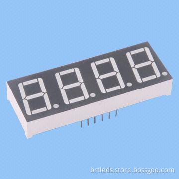 4 Digit 7 Segment LED Display, 0.56-inch Red Color, Common Anode, White Segment and Black Face